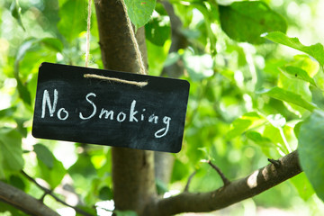 No smoking sign, little blackboard with chalk inscription, don't smoke concept