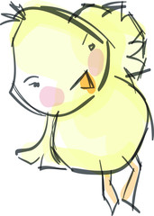 yellow chicken, toy art, vector illustration. 