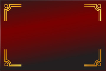 Vector, Golden Frame, Double outline, for Certificate, Placard or lunar element design, at Gradual Black and Red