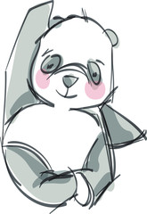 Happy panda, vector graphic, animal art.