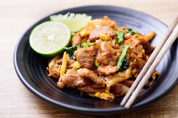 Thai food, stir fried rice noodle in soy sauce (Pad See Ew)