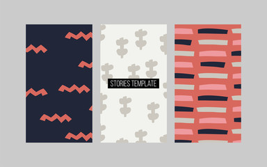 Set of trendy modern abstract stories templates. Trendy design poster, cover, card design.