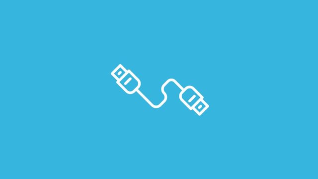 Usb Cable Line Icon Animation with Alpha stock video