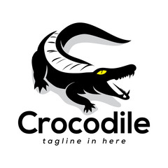 simple ferocious crocodile drawing logo design inspiration