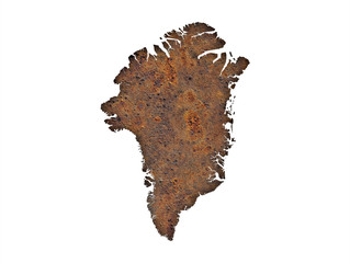 Karte von Grönland auf rostigem Metall