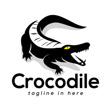 simple ferocious crocodile drawing logo design inspiration