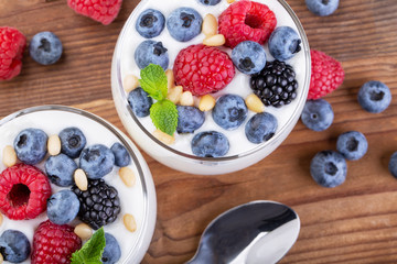 natural Greek yogurt and wild berries