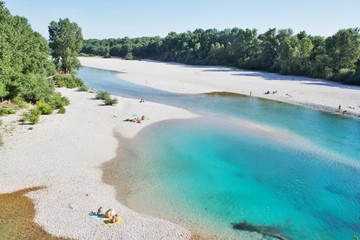 Tropical paradise river in italy