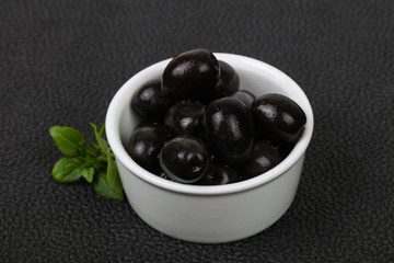 Black olives in the bowl