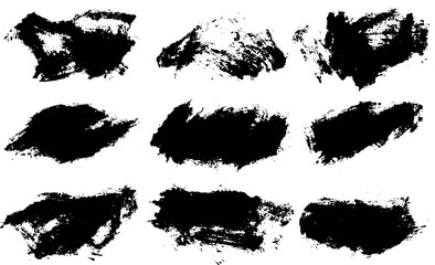 Black paint brush strokes, dirty inked grunge art brushes. Creative sketch brush stroke, illustration of brush stain line