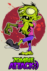 Cartoon, comic book style zombie, vector image.
