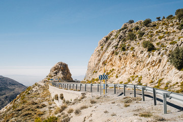 road through the Spanish Sierra Nevada in Andalusia