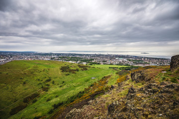 Fototapeta na wymiar Arthur's Seat peak of the group of hills in Edinburgh, Scotland.