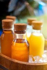 Natural orange juice in bottles Chilled, ready to drink