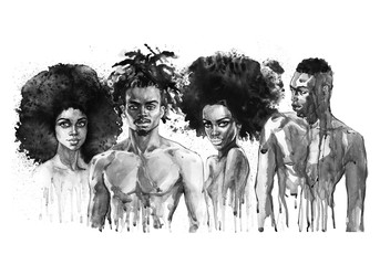 Watercolor fashion portrait