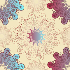 spiral mandalas seamless ivory blue purple