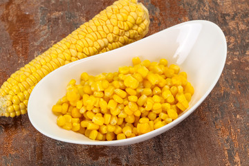 Young corn seeds in the bowl