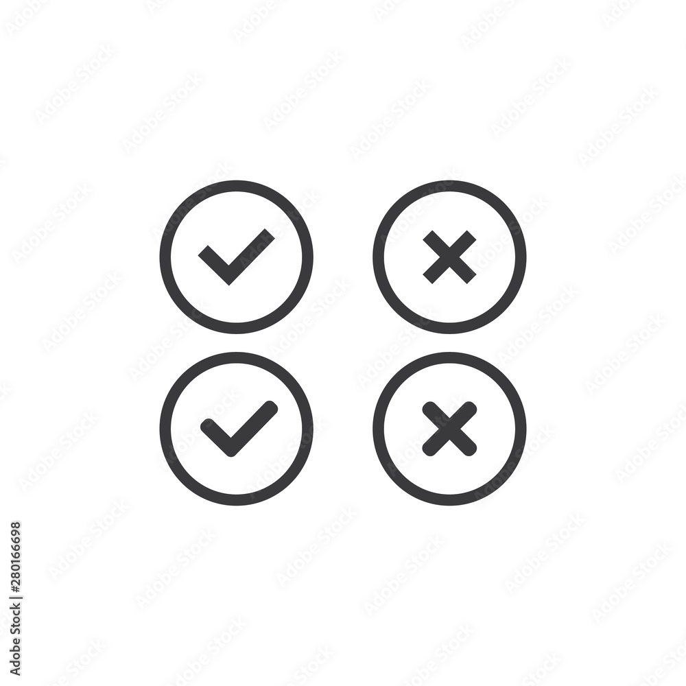 Aufkleber right and wrong icon, vector. symbol for web site computer and mobile vector.