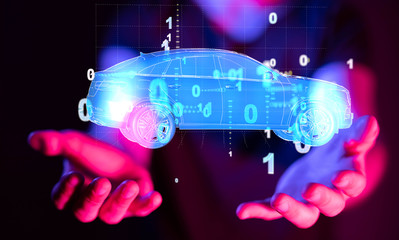 digital car technology smart in virtuel room