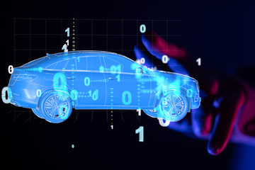 digital car technology smart in virtuel room