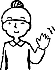 Monochrome Illustration of a Upper body of woman face and pose