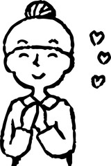 Obraz premium Monochrome Illustration of a Upper body of woman face and pose