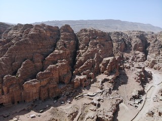 View from above. One of the most important ancient city in the world. Unesco world heritage, the real pearl of all middle east - nabatian city Petra. Great historical place in Jordan