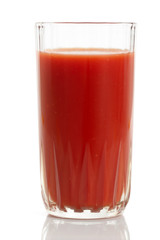glass of tomato juice isolated on white background