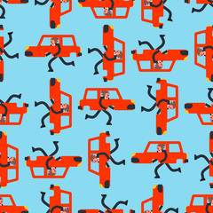 Car is walking leg pattern seamless. auto with legs background
