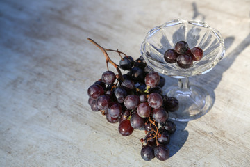 Dark blue grape on white background.Full depth of field