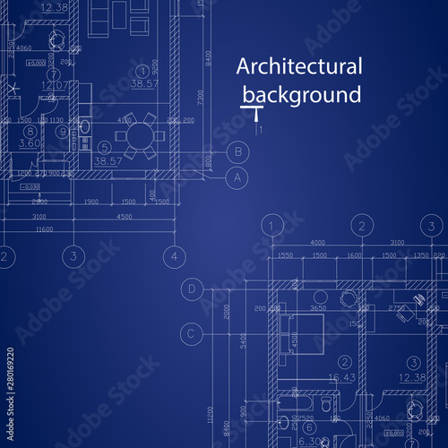 detailed architectural floor plan on graph paper blueprint vector background modern design suburban house wall mural konstruktor1980