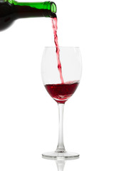 Pouring Red Wine. Isolated with clipping path. 