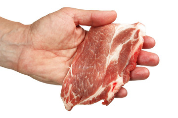 hand with raw meat