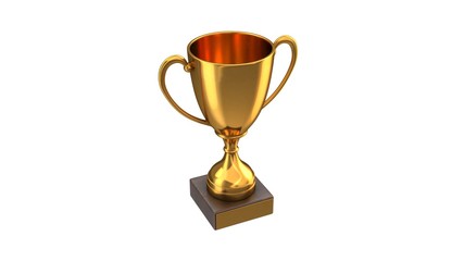 3D render of Gold Trophy Cup isolated on white