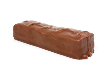 bar of chocolate on white background