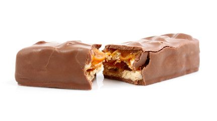 chocolate with nuts isolated on white