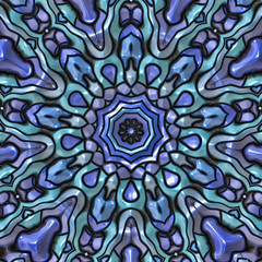 3d effect - abstract blue polygonal mandala design