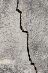Fissure dans un mur en béton, arrière-plan, sécheresse 
