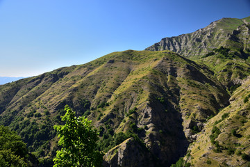 mountain landscape with mountains and blue sky in Amatrice Italy