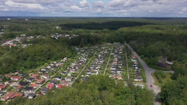 Aerial view of summer houses in Sweden