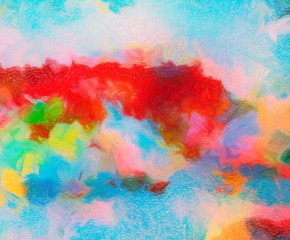 Oil pastel drawing. Abstract color background. Fine art print. Impressionism style abstraction. Modern surrealism painting. Good as wall decor poster. Stock. Surreal design. Handmade texture template.