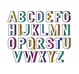 Vector bold condensed grotesque font with gradient shadows. Uppercase letters only