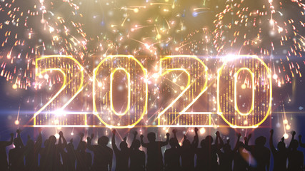 2020, Happy new year with fireworks background