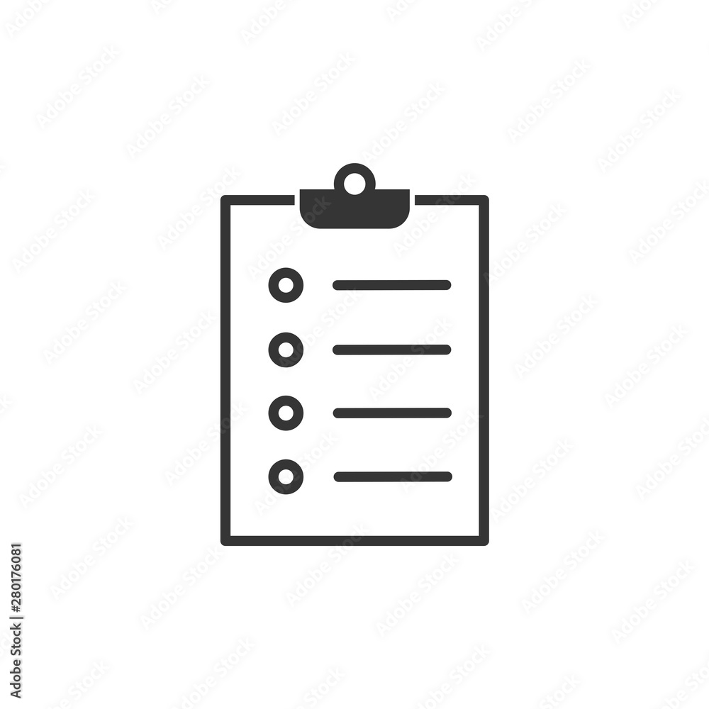 Poster Tasks symbol vector sign isolated on white background. Simple logo vector illustration for graphic and web design. Signed approved document. Project completed.