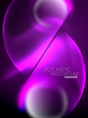 Blurred neon glowing round shapes, abstract circles and lights