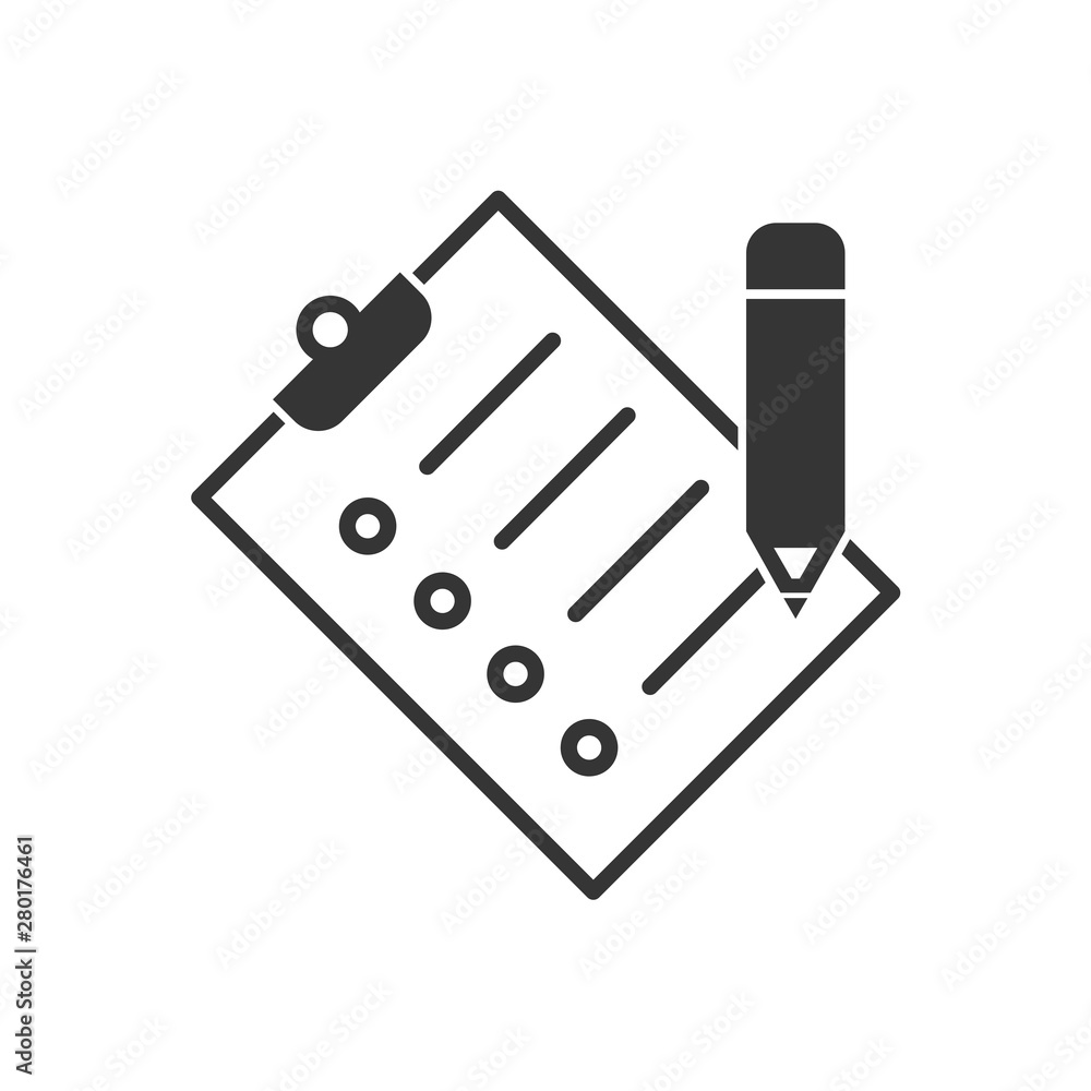 Poster Tasks symbol vector sign isolated on white background. Simple logo vector illustration for graphic and web design. Signed approved document. Project completed.
