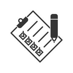 Tasks symbol vector sign isolated on white background. Simple logo vector illustration for graphic and web design. Signed approved document. Project completed.