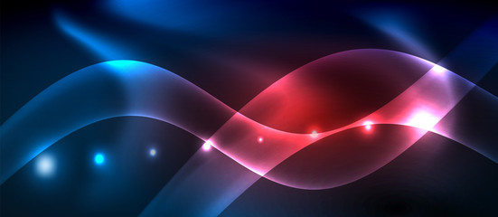 Neon glowing lines, magic energy space light concept, abstract background wallpaper design