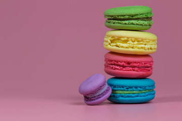 Sweet and colourful french macaroons or macaron,Dessert.