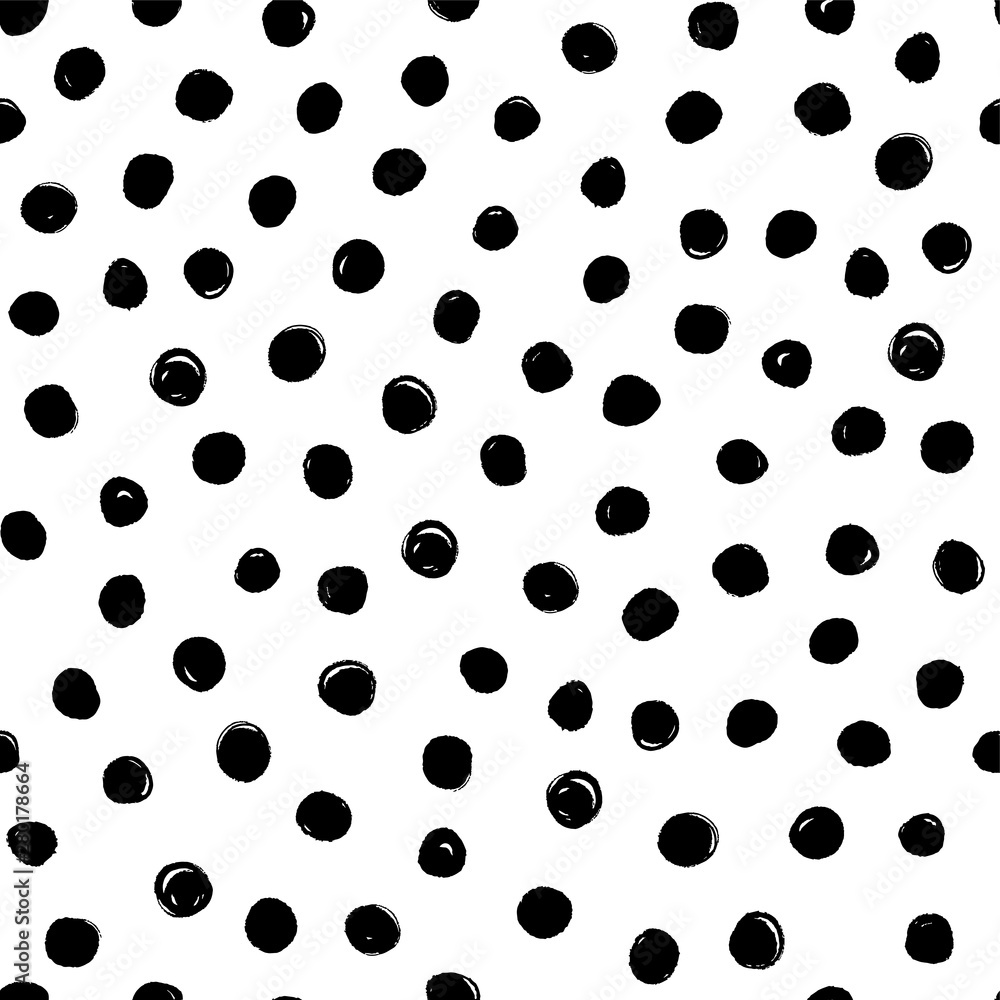 Wall mural small dots vector pattern. hand drawn black dot pattern. seamless dots pattern.